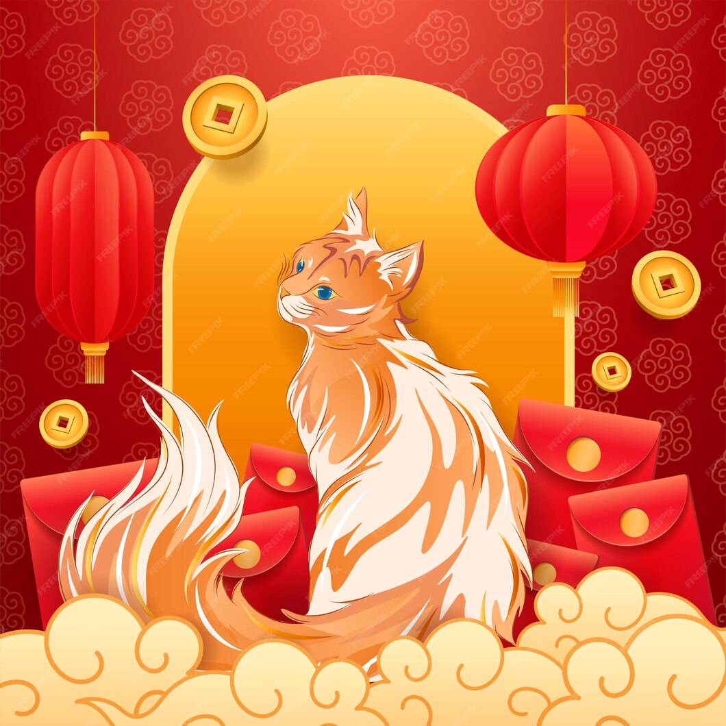 Premium Vector | Happy new year 2023, chinese new year, year of the cat