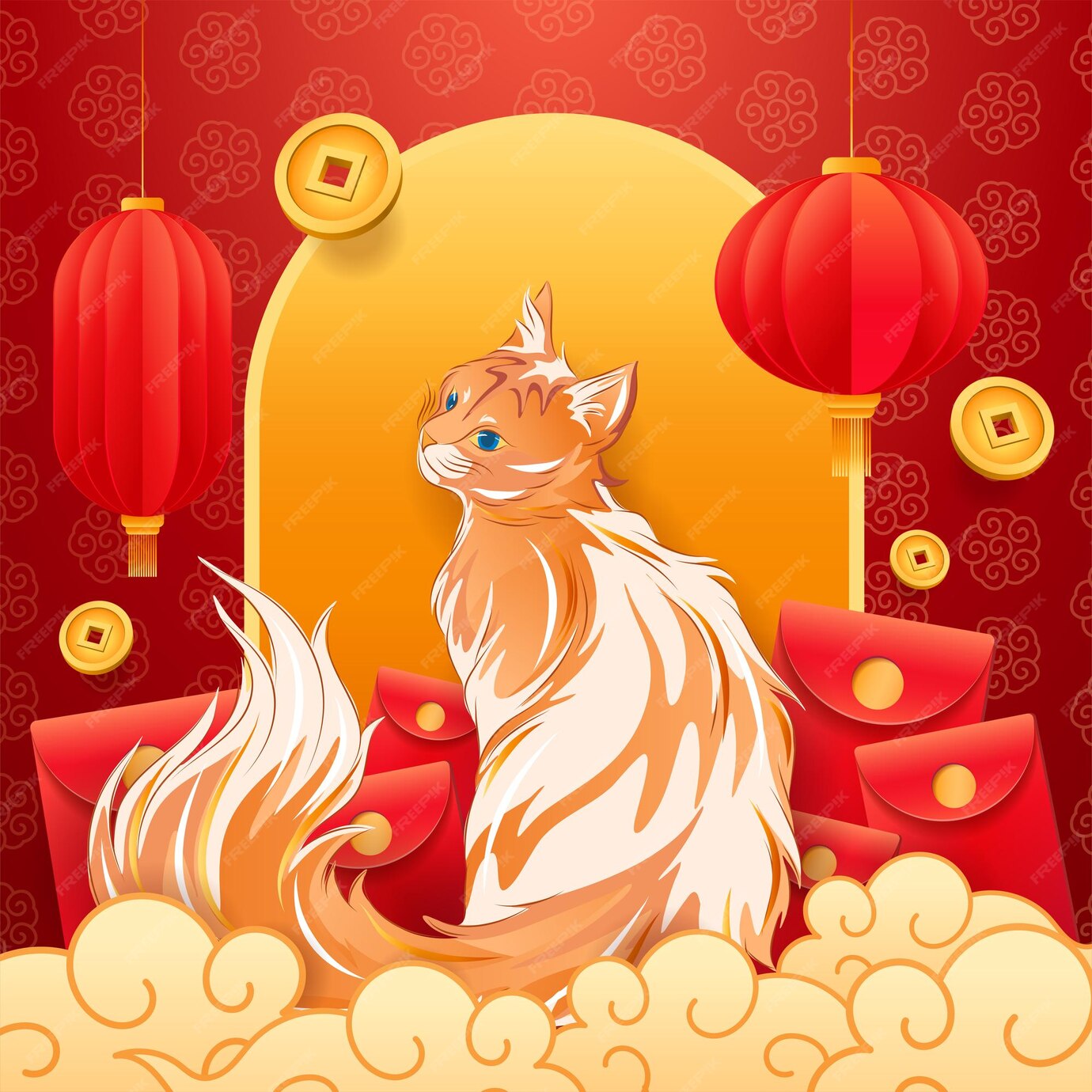 Premium Vector Happy new year 2023, chinese new year, year of the cat