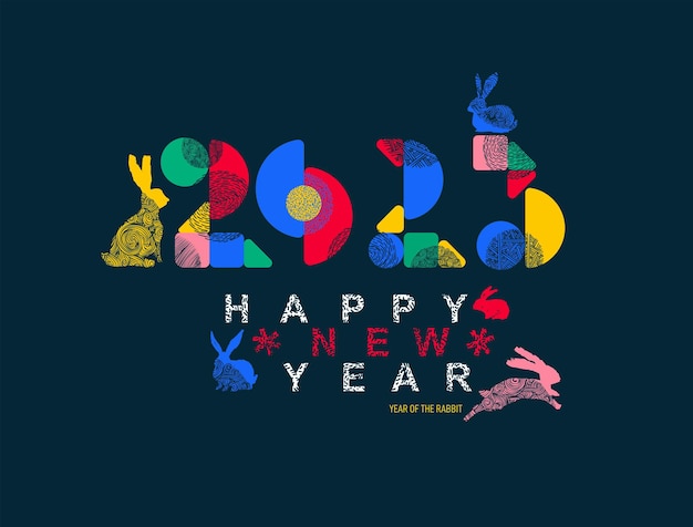 Happy new year 2023 colorful design trendy style 2023 calendar