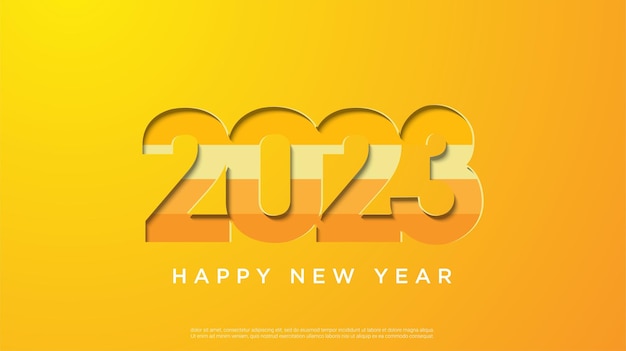 Vettore felice anno nuovo 2023 concetto. con sfondo colorato.