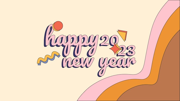 happy new year 2023 design banner with retro colour