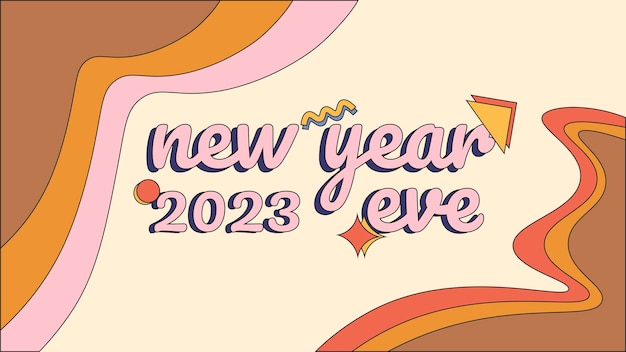 Banner di design felice anno nuovo 2023 con colore retrò