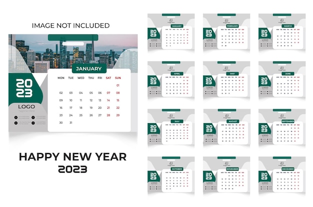 Happy New year 2023 Desk Calendar Design template.