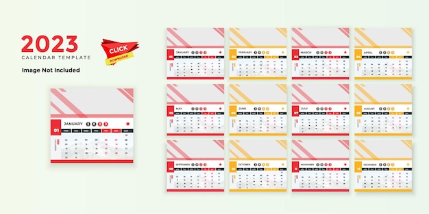 Vettore felice anno nuovo 2023 calendario da tavolo design