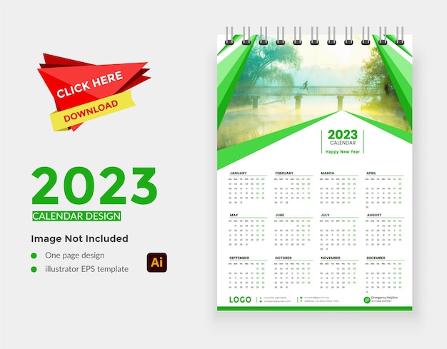 Vettore felice anno nuovo 2023 calendario da tavolo design