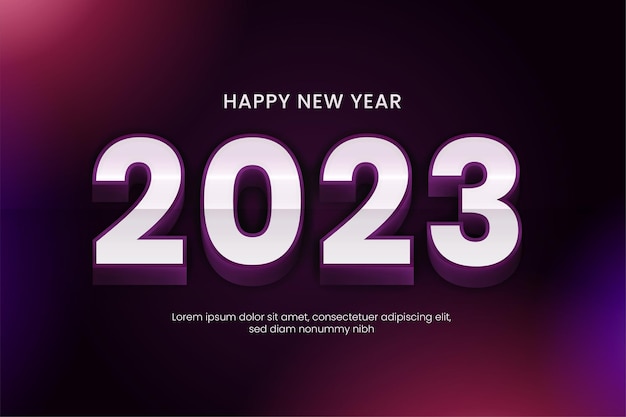 Vettore felice anno nuovo 2023 effetto testo modificabile stile backround viola scuro
