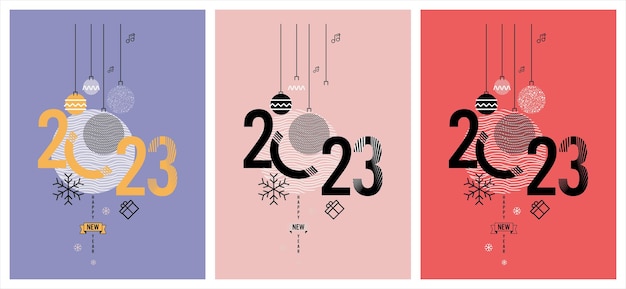 Vector happy new year 2023. festive 2023 new year celebration with colorful. trendy and modern.