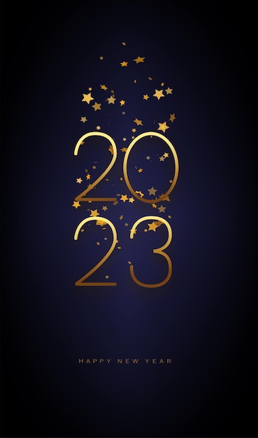Happy New Year 2023 Festive design with Christmas decorations
