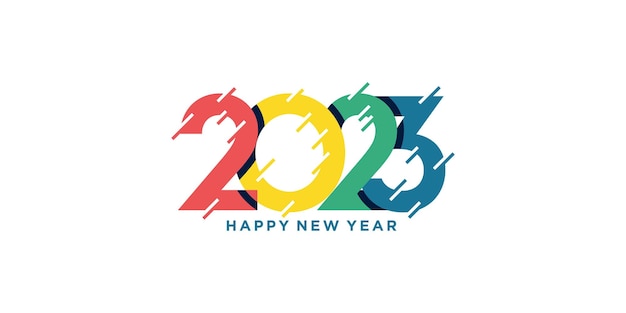 Happy new year 2023 flat design on white background