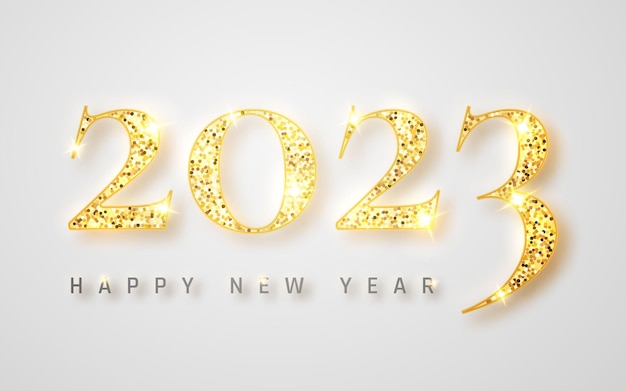 happy new year 2023 gold numbers design of greeting card vector illustration