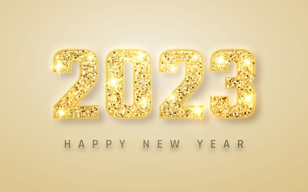 happy new year 2023 gold numbers design of greeting card vector illustration