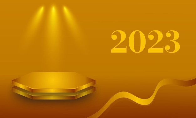 Happy new year 2023 gold text effect with background