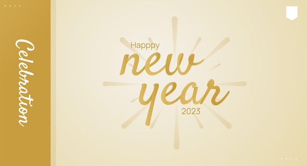 Happy new year 2023 golden text typography design patter vector illustration