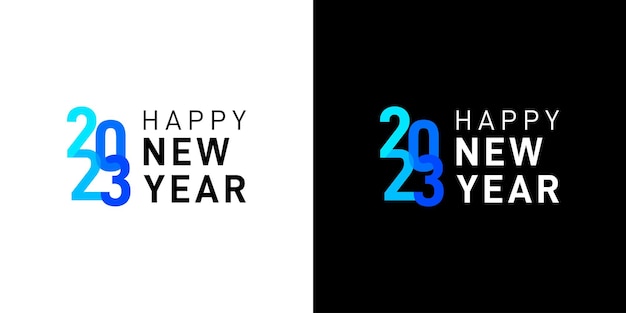 Happy new year 2023 greeting banner logo design illustration, creative and colorful 2023 new year