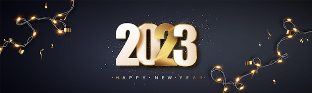 새해 복 많이 받으세요 2023 휴일 인사말 카드 디자인 템플릿 W. 벡터 일러스트 레이 션. 겨울 휴가