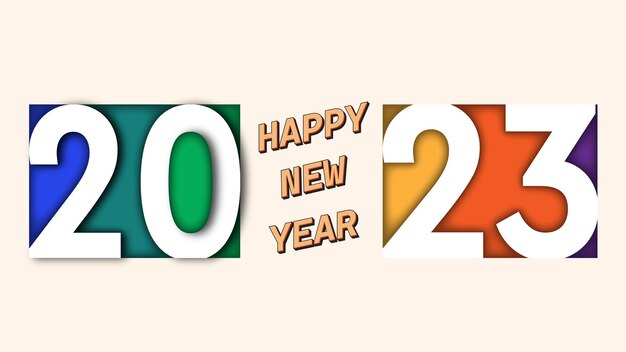 Happy new year 2023, horizontal banner. Brochure or calendar cover design template.