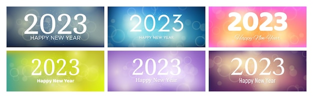 Happy new year 2023 incription on blurred background