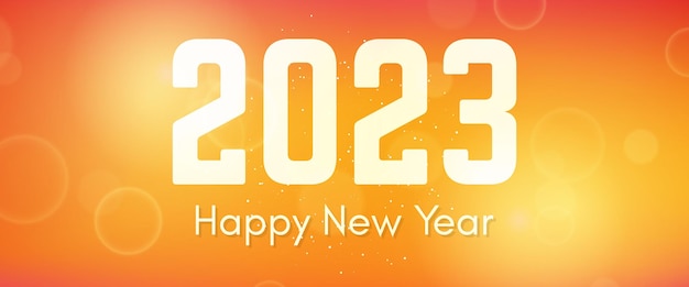 Iscrizione di felice anno nuovo 2023 su sfondo sfocato