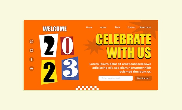 Vector happy new year 2023 landing page collection template