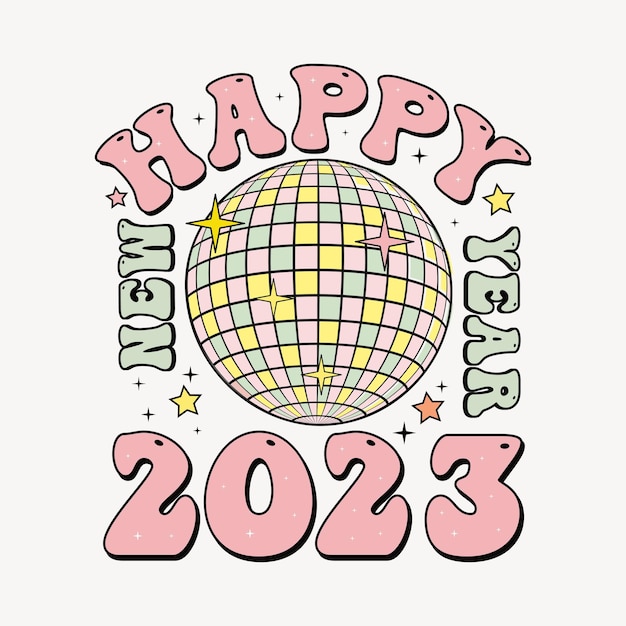 Happy new year 2023 lettering Design. Celebration typography poster, banner or greeting card