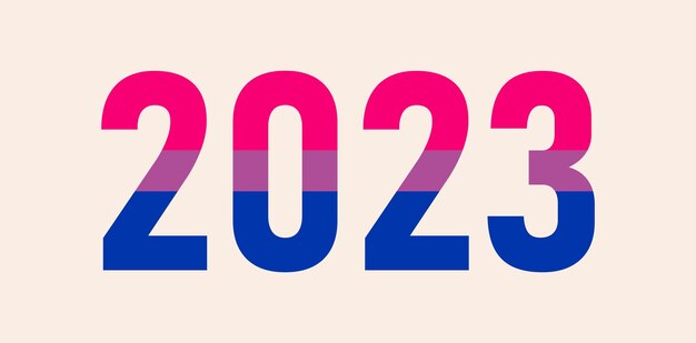 明けましておめでとう 2023 lgbtq 2023 プライド月バイセクシュアル フラグ色プライド月サポートのベクトル シンボル