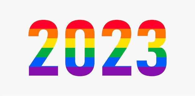 新年あけましておめでとうございます 2023 LGBTQ 2023 プライド月虹色のベクトル シンボル プライド月サポート