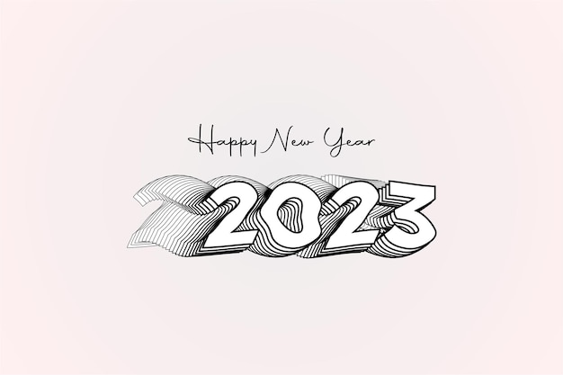 Felice anno nuovo 2023 effetto testo line art 3d