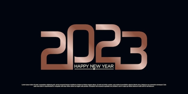 С новым годом 2023 вдохновение для дизайна логотипа на новый год с уникальной современной концепцией Premium векторы