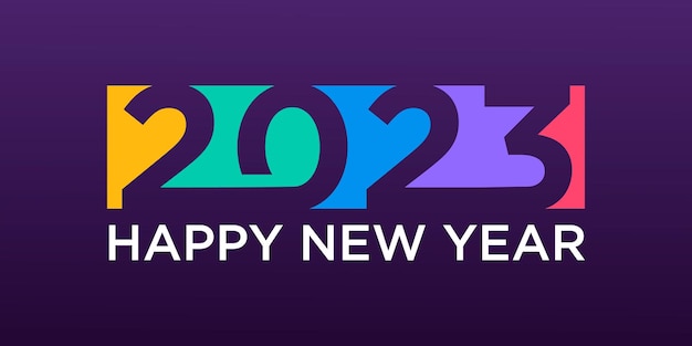 Happy New Year 2023 logo design New year 2023 text design vector template