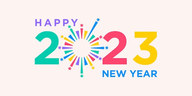 Happy New Year 2023 logo design New year 2023 text design vector template