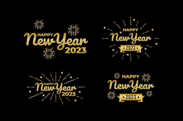 Vector happy new year 2023 logo set