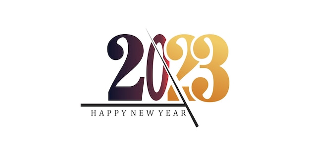 Happy new year 2023 logo with creative concept Premium Vector