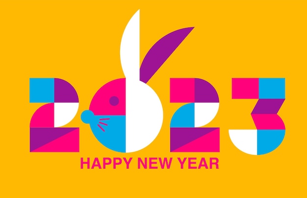 Happy new year 2023 Lunar new year Rabbit simple design