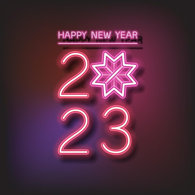 Felice anno nuovo 2023 design al neon