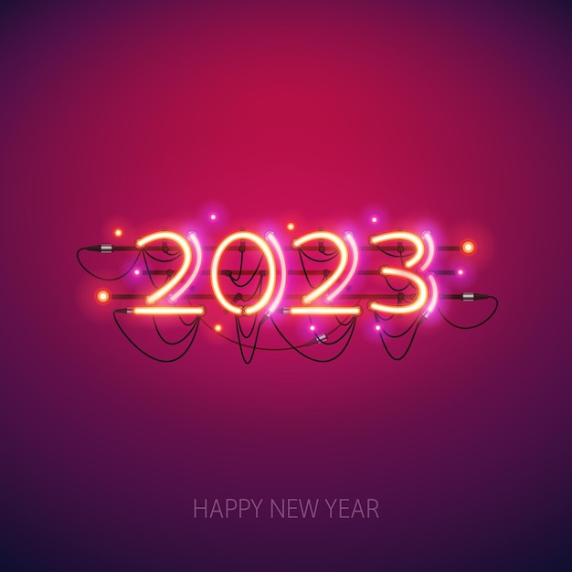 Felice anno nuovo 2023 insegna al neon