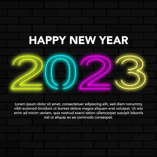 Happy New Year 2023 Neon typography