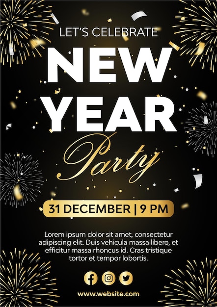 Happy new year 2023 party poster design