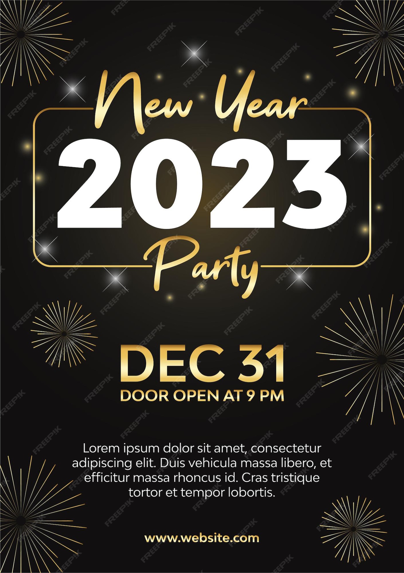 Premium Vector Happy new year 2023 party poster design