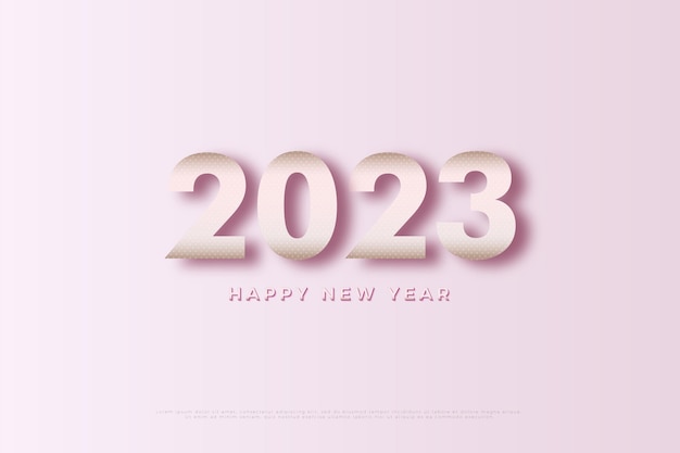 ピンクの背景に幸せな新年2023