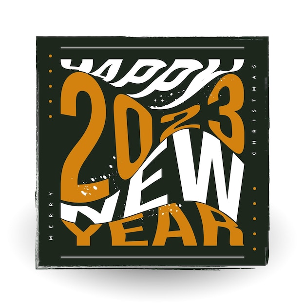 Happy New Year 2023 Poster New Year 2023 Typography With Paper Style Usable for Celebration Banner Poster Card Cover and Social Media Post Template