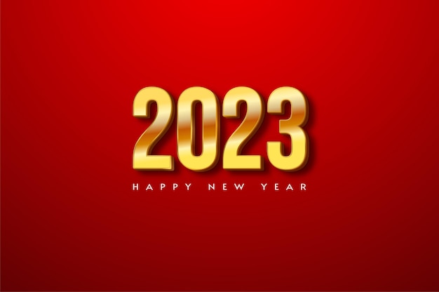 Happy new year 2023 on red background