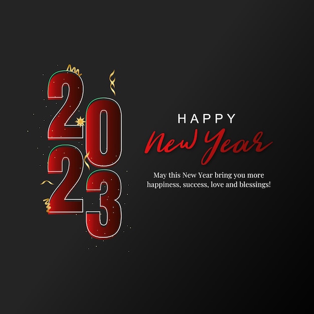 Happy new year 2023 red and golden letters