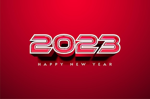 Vector happy new year 2023 on red