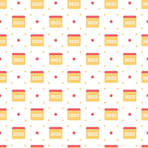 Happy New Year 2023 Seamless Pattern Design with Decoration in Hand Drawn Cartoon Flat Illustration