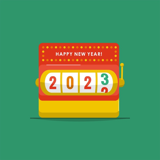 Happy new year 2023 shaped like slot machine vector stock