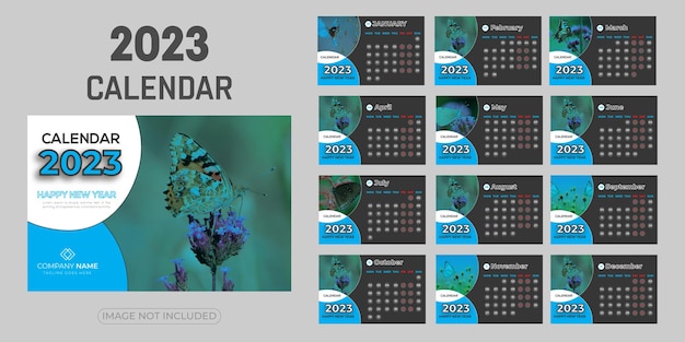 Felice anno nuovo 2023 semplice e moderno calendario da tavolo modello di progettazione stilista