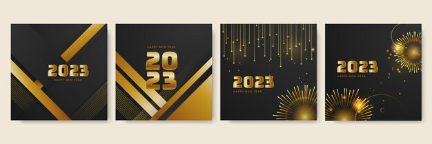 Vettore felice anno nuovo 2023 modello di social media e design di biglietti di auguri