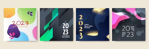 С новым годом 2023 шаблон социальных сетей и дизайн поздравительной открытки
