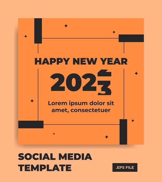 Vettore felice anno nuovo 2023 modello di post di modia sociale