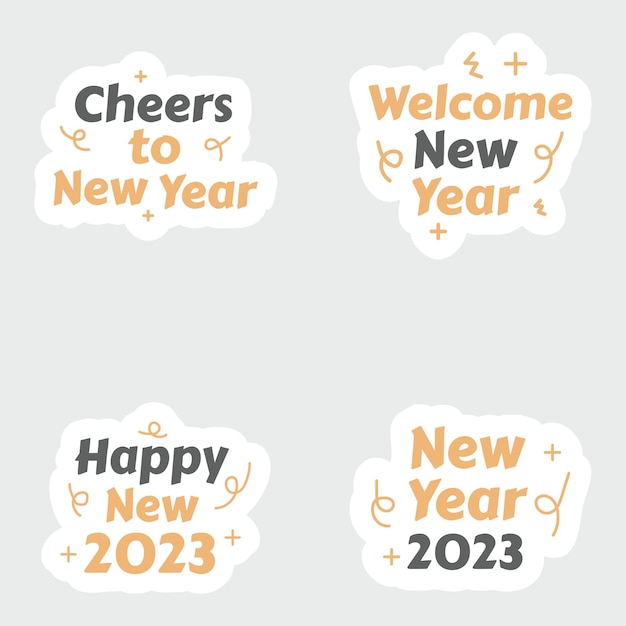 Vector happy new year 2023 stickers